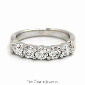 Refined Flow 1cttw 5 Round Diamond Band in 14k White Gold