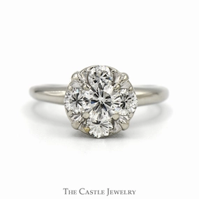 1cttw 5 Round Diamond Cluster Ring in 14k White Gold Luxury Flow