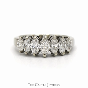 1cttw 7 Marquise Cut Diamond Band in 14k White Gold Budget Ornament Value Design
