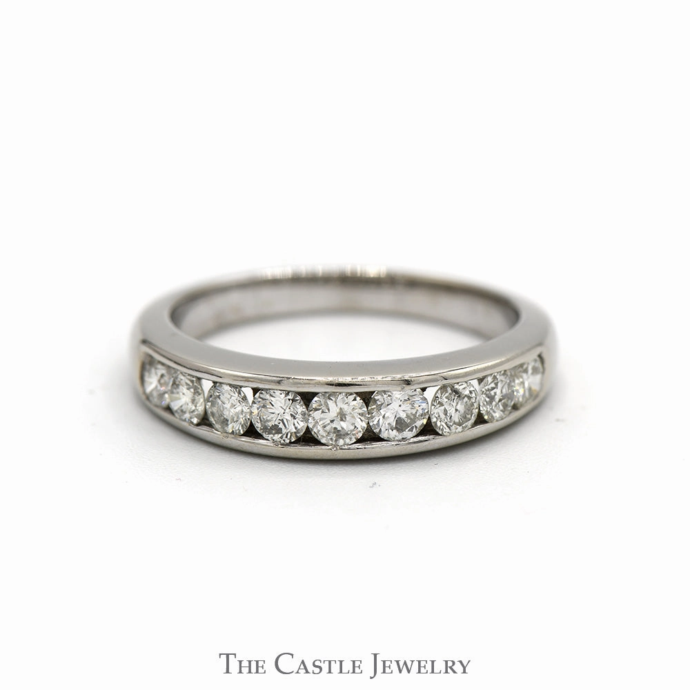 Shining Accent Sparkling Gift 1cttw 9 Channel Set Round Diamond Men's Wedding Band in 10k White Gold