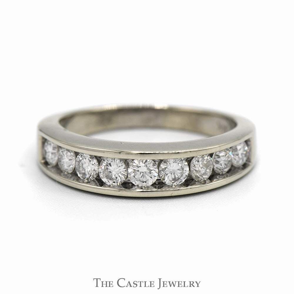 Durable product 1cttw 9 Nick Set Diamond Wedding Band in 14k White Gold