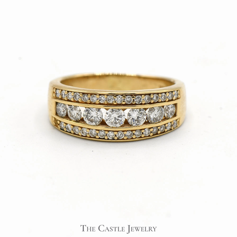 Creative Product 1cttw Channel Set Diamond Band with Diamond Accents in 14k Yellow Gold