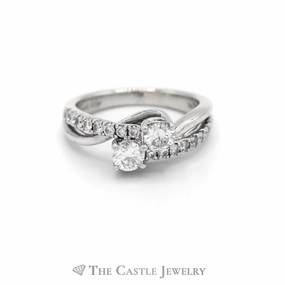 1CTTW Ever Us Bypass Designed Engagement Ring in 14KT White Gold Autumn Collection