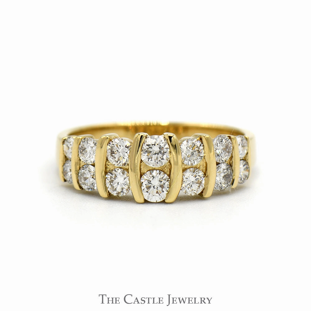 Artisan Shape Impressive Gift 1cttw Multi Row Channel Set Diamond Gabriel & Co Designer Ring in 14k Yellow Gold