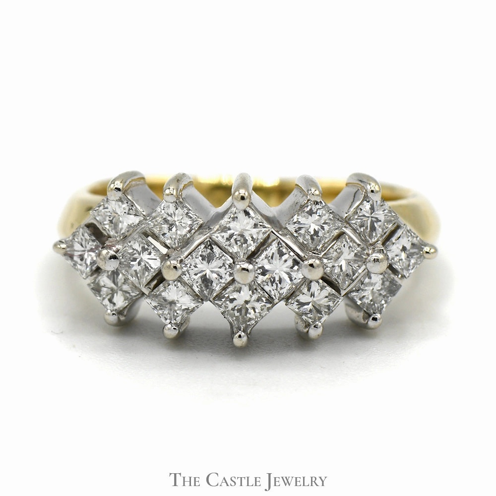Exquisite Piece Wonderful Decoration 1cttw Princess Cut Diamond Cluster Band in 14k Yellow Gold