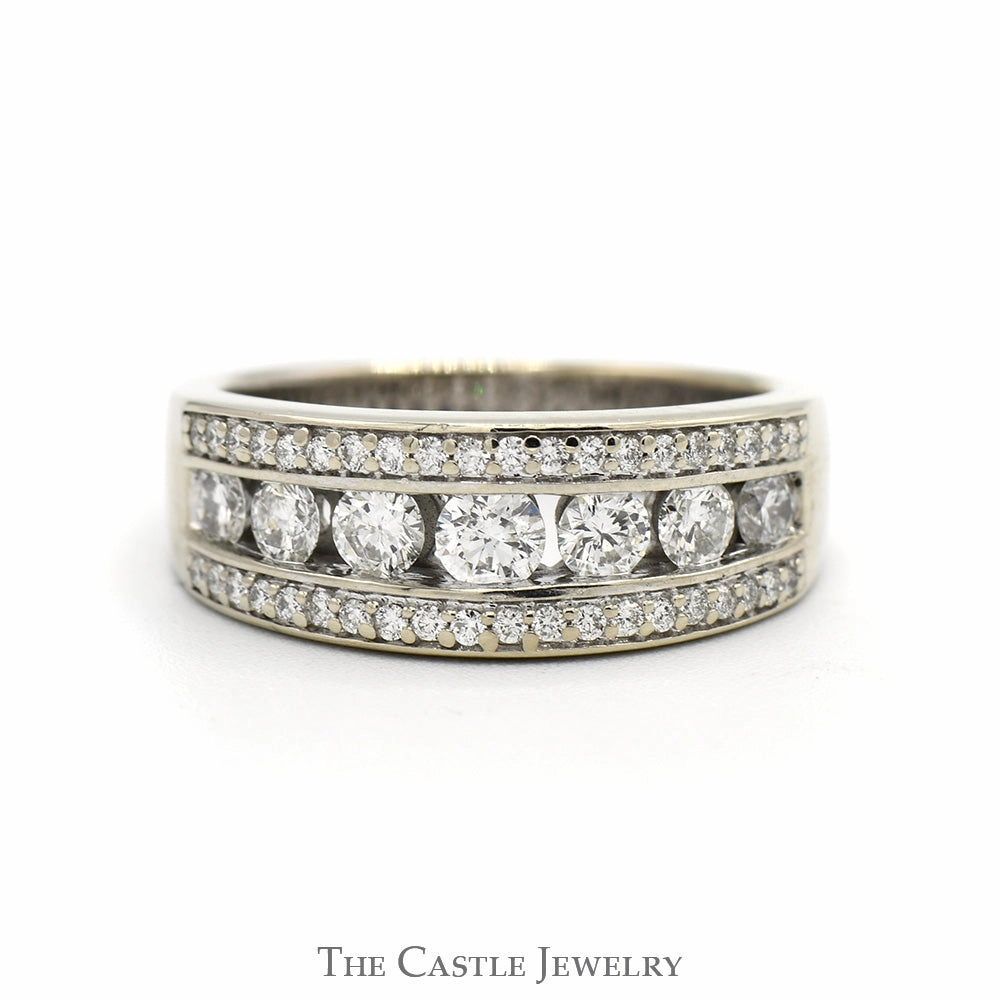 1cttw Round Diamond Wedding/Anniversary Band in 14k White Gold Fantastic Ornament