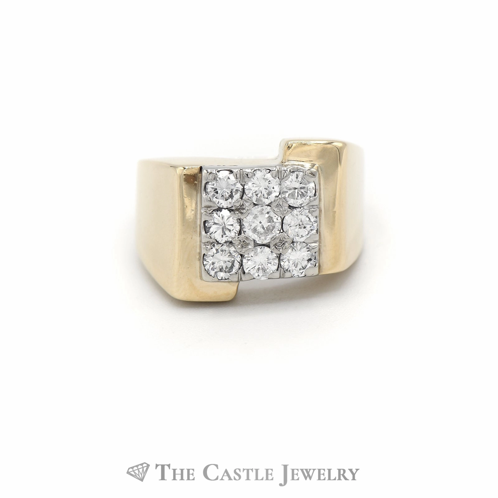 Traditional Product 1CTTW Square Diamond Cluster Gent's Ring in 14KT Yellow Gold