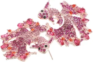 1Pair Exaggerated Vintage Rhinestone Dangle Earrings for Women Unique Fish Design Statement Jewelry Sparkling Drop Earrings for Special Occasions and Daily Wear