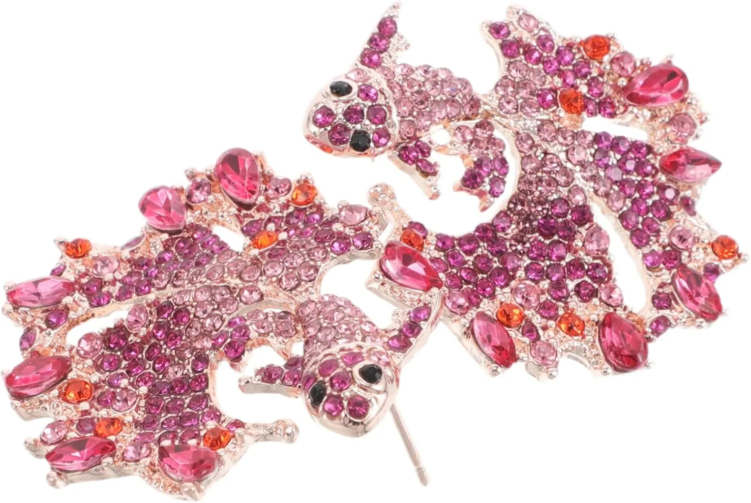 1Pair Exaggerated Vintage Rhinestone Dangle Earrings for Women Unique Fish Design Statement Jewelry Sparkling Drop Earrings for Special Occasions and Daily Wear