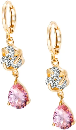 1pair Women's Zircon Earrings Cubic Zirconia Dangle Studs for Office Party Everyday Wear Minimalist Jewelry