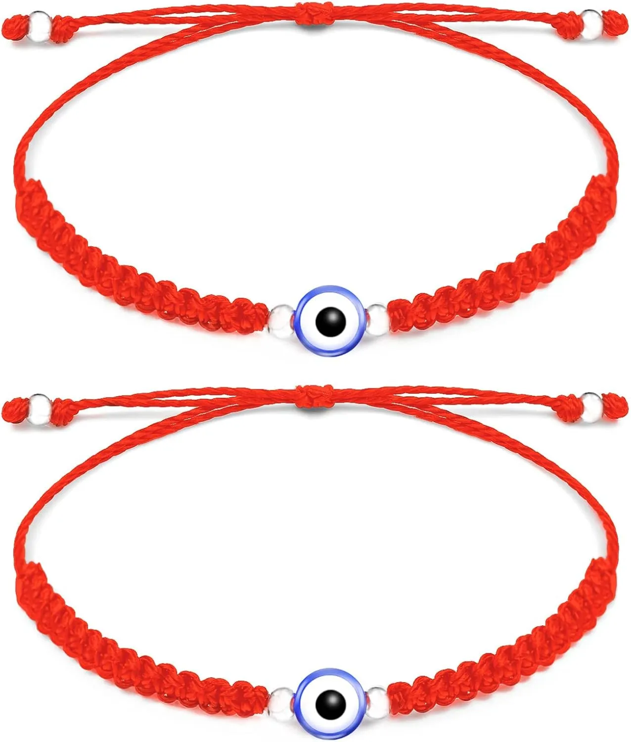 2 Pcs Evil Eye Bracelets for Women, Protection for Men Kids, Negative Energy Evil Eye Jewelry Nazar, Red and Black String Bracelet for Protection