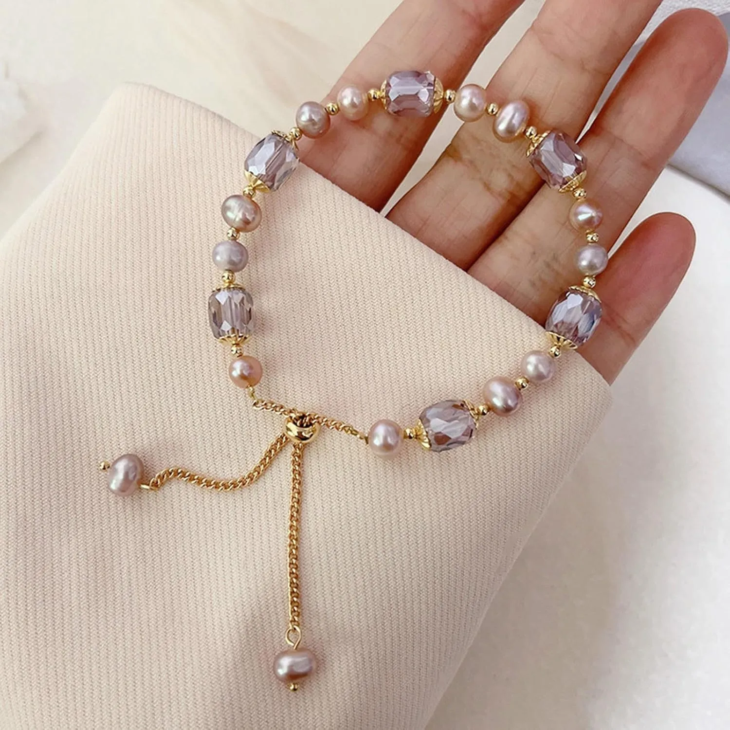 2024 Layered Pure Pearl Bracelets Vintage Stylish Handmade Bracelets Double Layer Pearl Strand Bracelet for Women