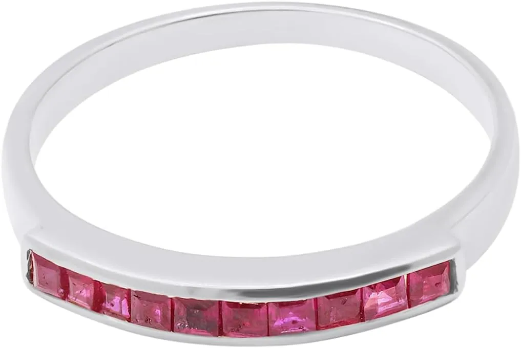 2025 Latest Design Natural Ruby Gemstone Half Eternity Ring In 18k Yellow Gold July Birthstone Handmade Wedding Rings Gift For Her Thanksgiving Birthday Christmas Gift Ring