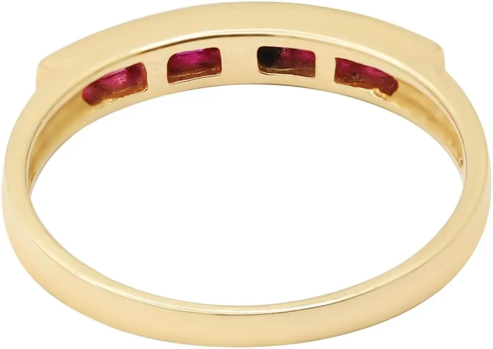 2025 Latest Design Natural Ruby Gemstone Half Eternity Ring In 18k Yellow Gold July Birthstone Handmade Wedding Rings Gift For Her Thanksgiving Birthday Christmas Gift Ring