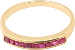 2025 Latest Design Natural Ruby Gemstone Half Eternity Ring In 18k Yellow Gold July Birthstone Handmade Wedding Rings Gift For Her Thanksgiving Birthday Christmas Gift Ring