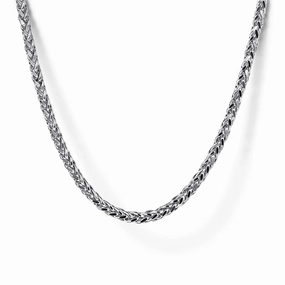 Finest Finish Flat Shot 22" 925 Sterling Silver Men's Wheat Chain Necklace