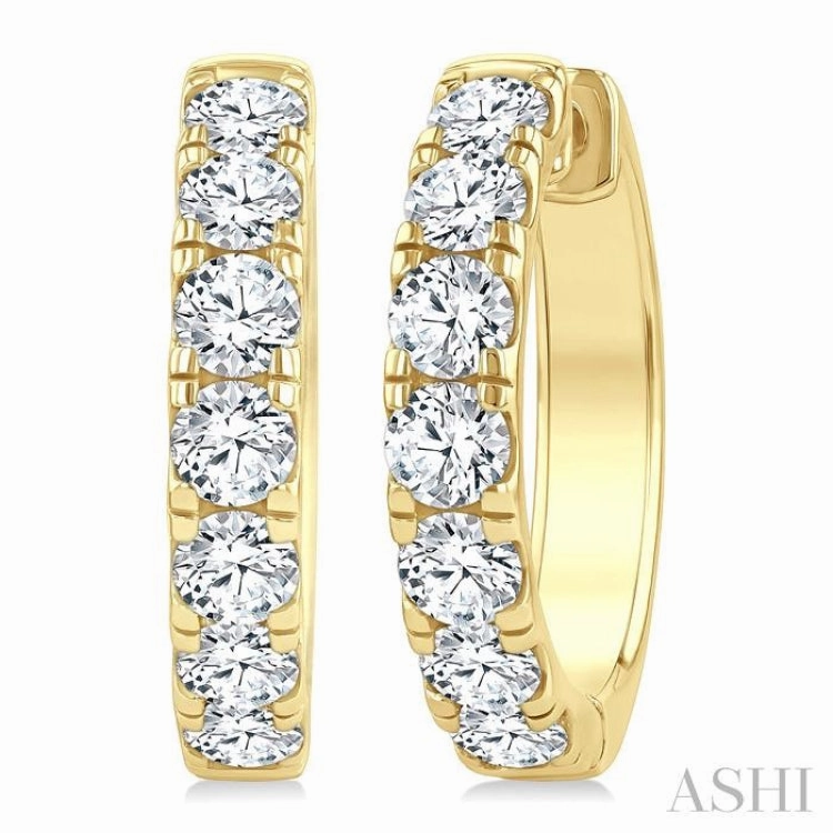 2 1/2 Ctw Round Cut Diamond Hoop Earrings in 14k Yellow gold Balanced Detail