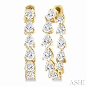 Special Celebration Signature Look 2 5/8 ctw Inside-Out Pear Cut Diamond Fashion Hoop Earrings in 14K Yellow Gold