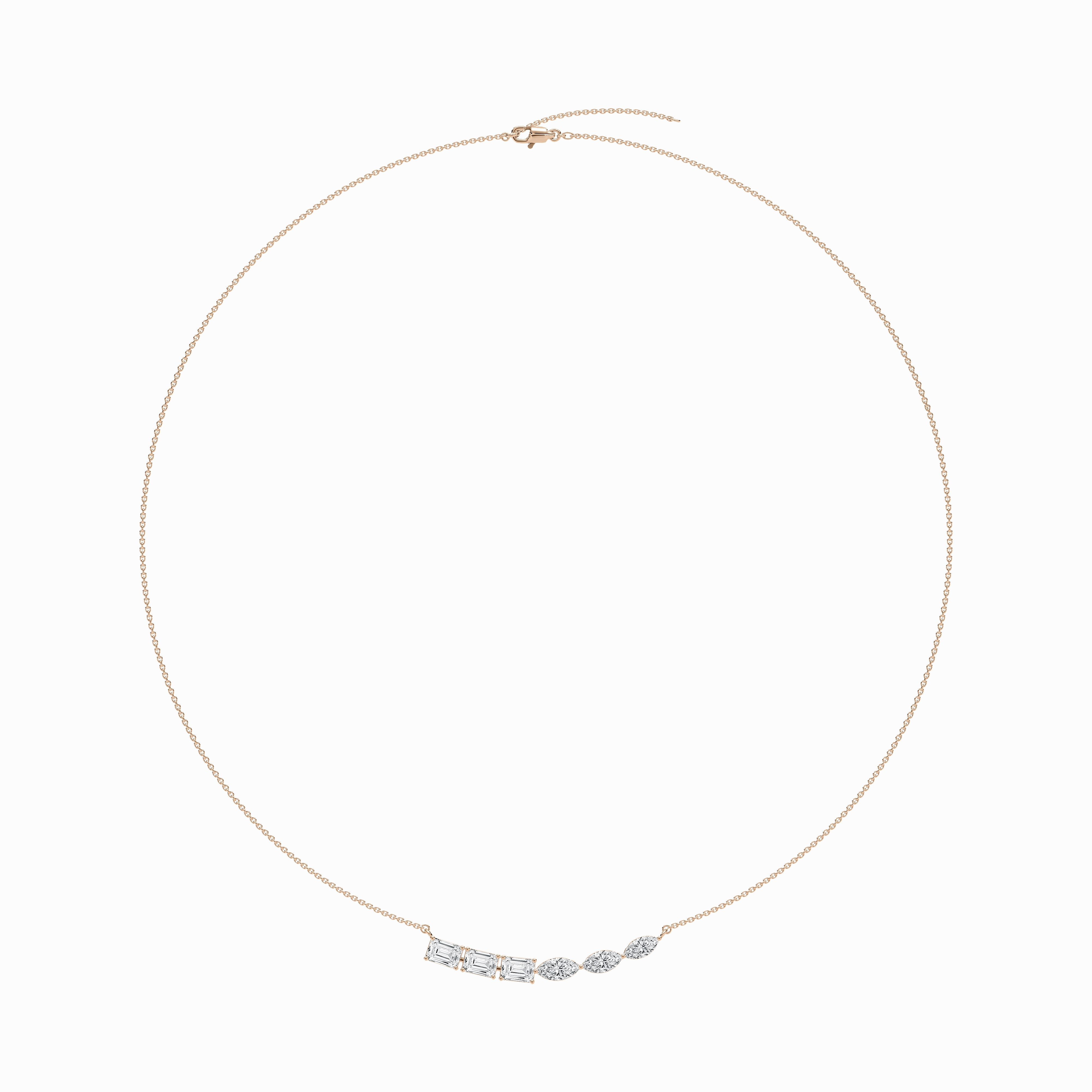 2 ? ctw Emerald and Marquise Lab Grown Diamond Trios Necklace - 18 Inches Exquisite Item