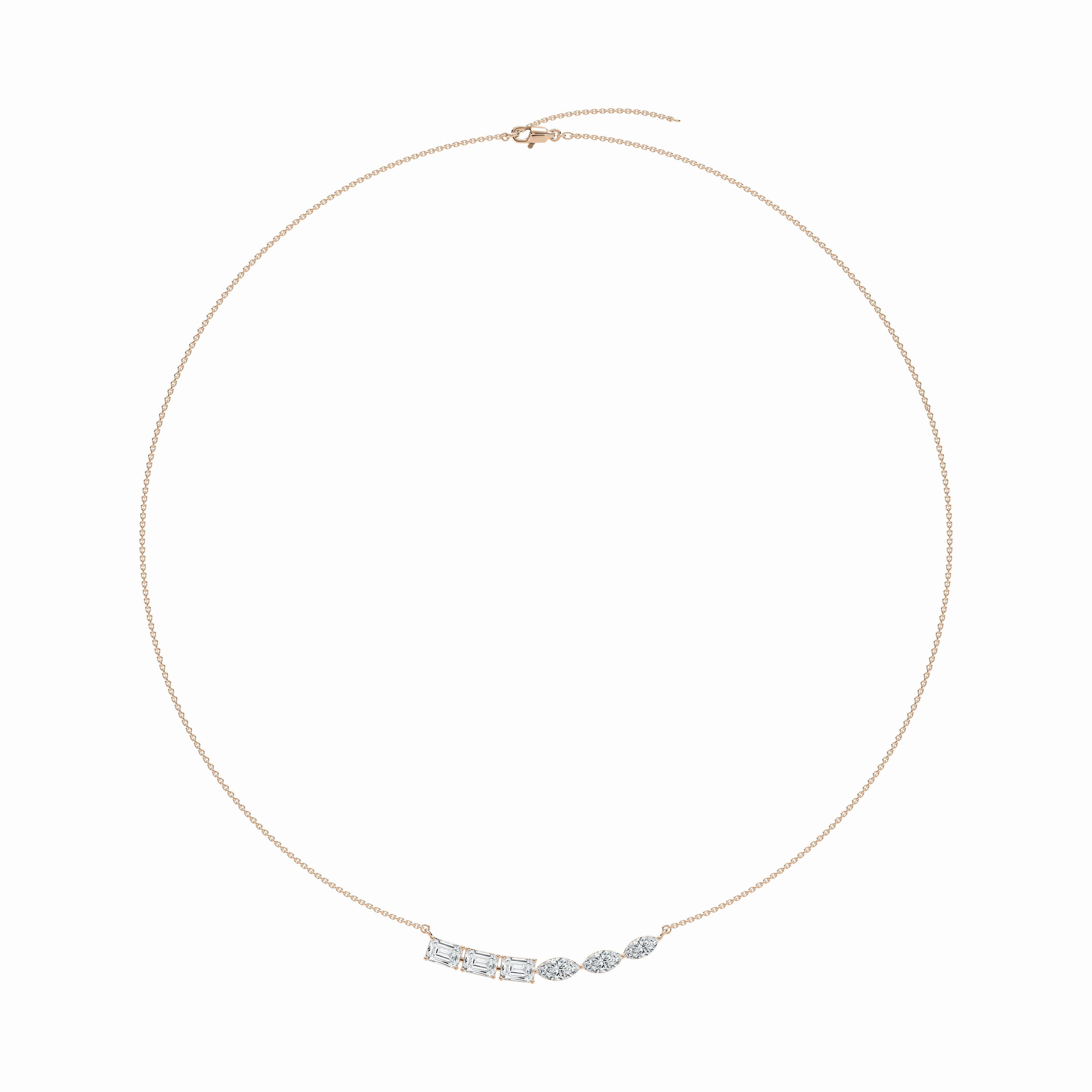 Party Style 2 ? ctw Emerald and Marquise Lab Grown Diamond Trios Necklace - 18 Inches