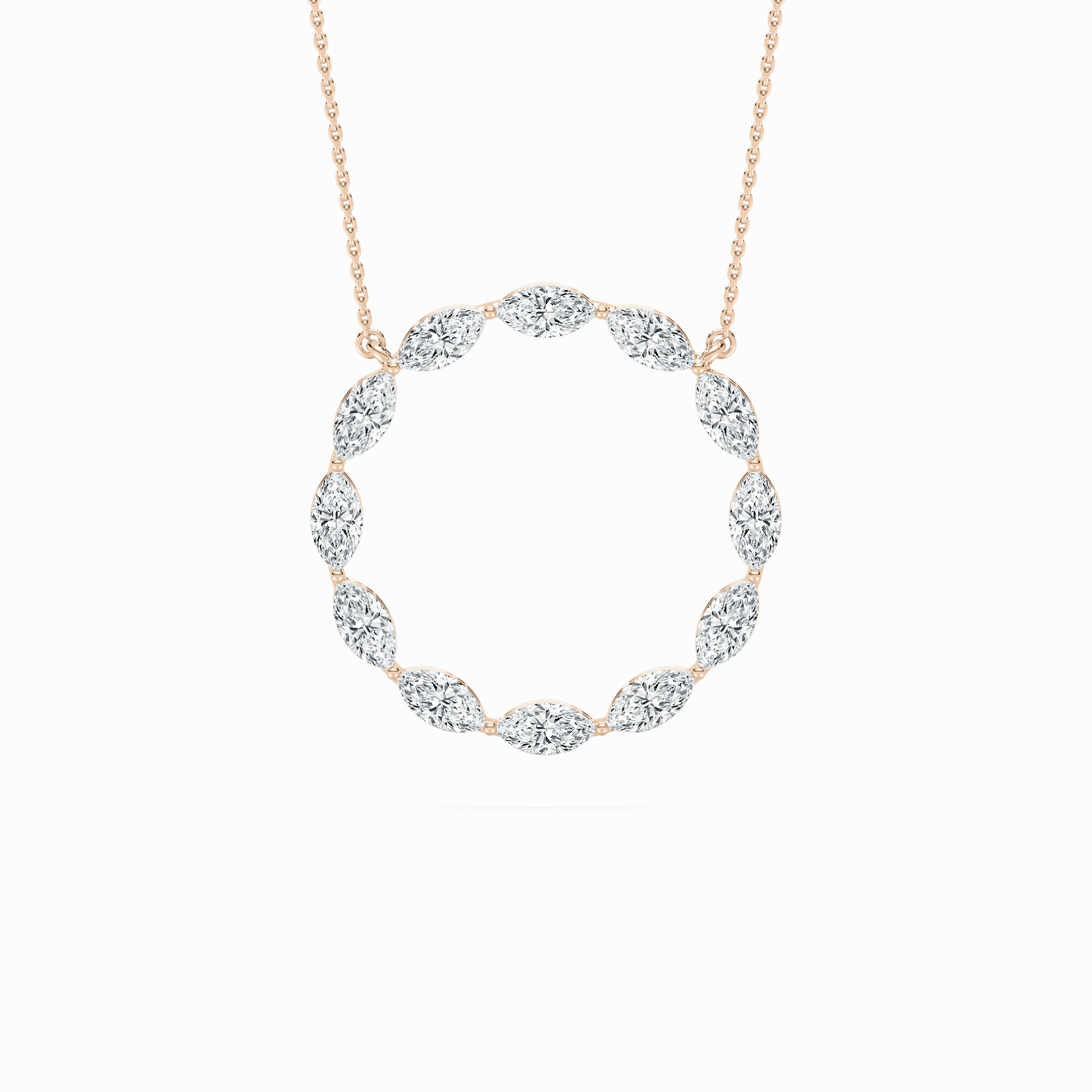 2 ? ctw Marquise Lab Grown Diamond Circle Pendant - 18 Inches Lovely Item Mom Gift