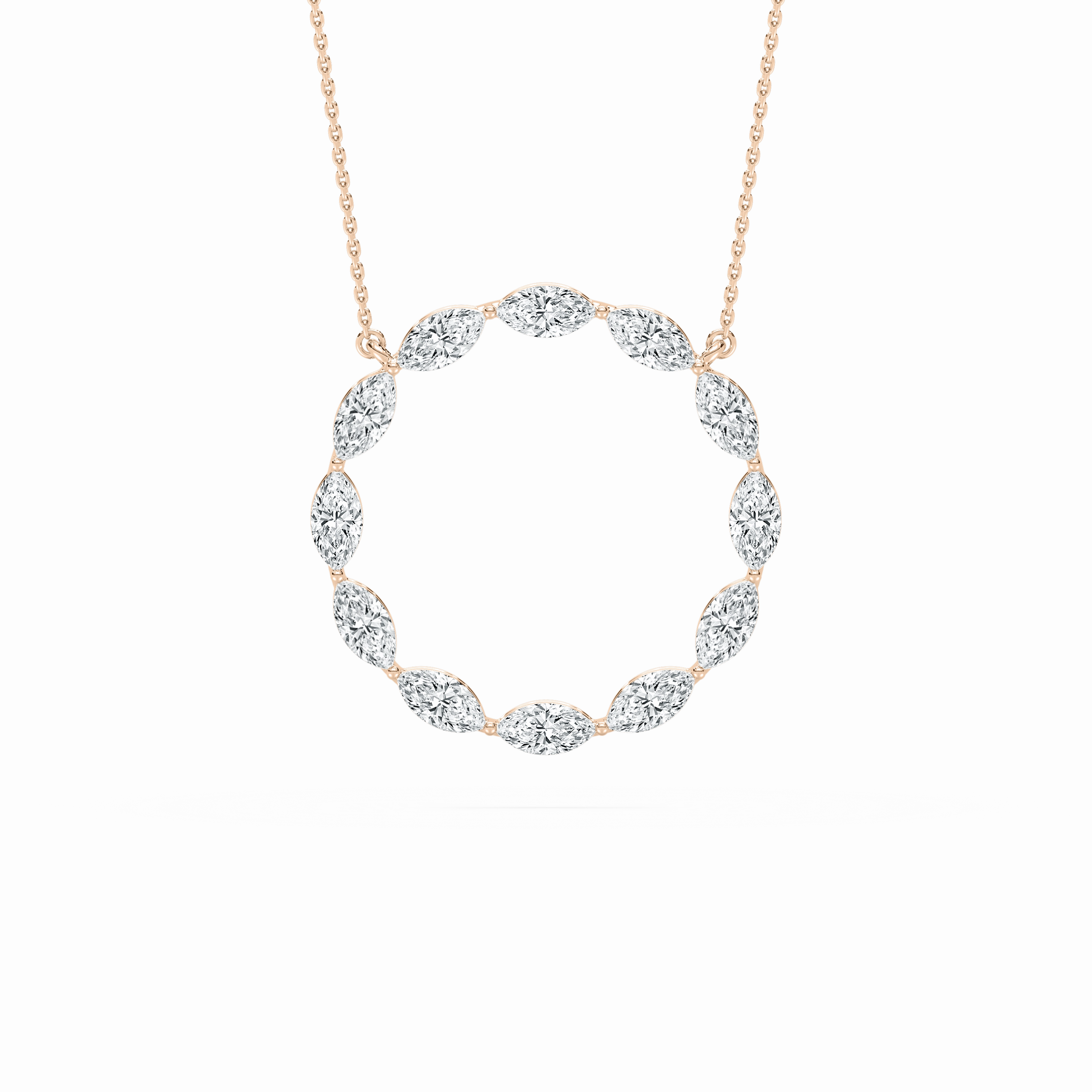 2 ? ctw Marquise Lab Grown Diamond Circle Pendant - 18 Inches Wonderful Present Handmade Art