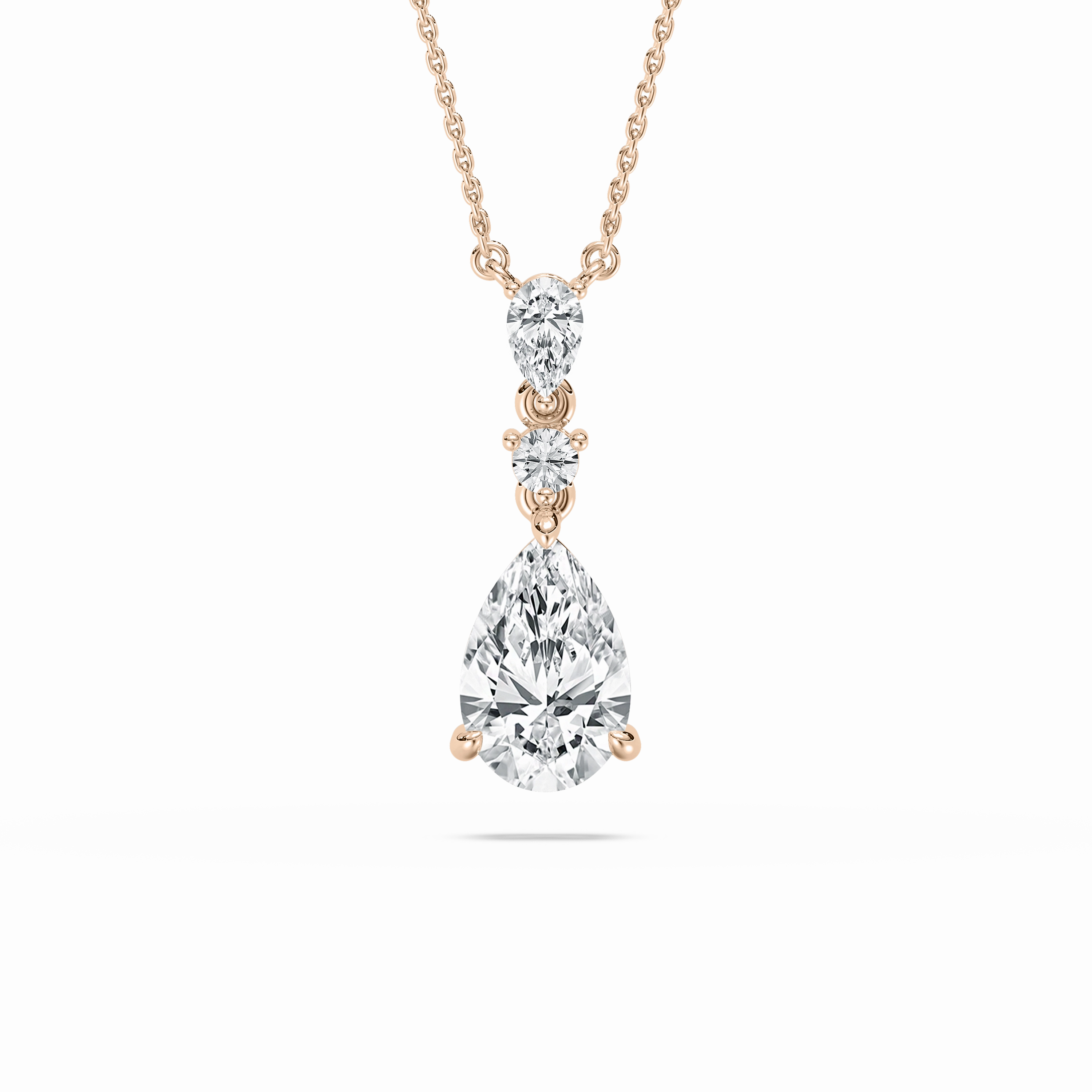Attractive Design 2 ? ctw Pear and Round Lab Grown Diamond Teardrop  Pendant - 18 Inches