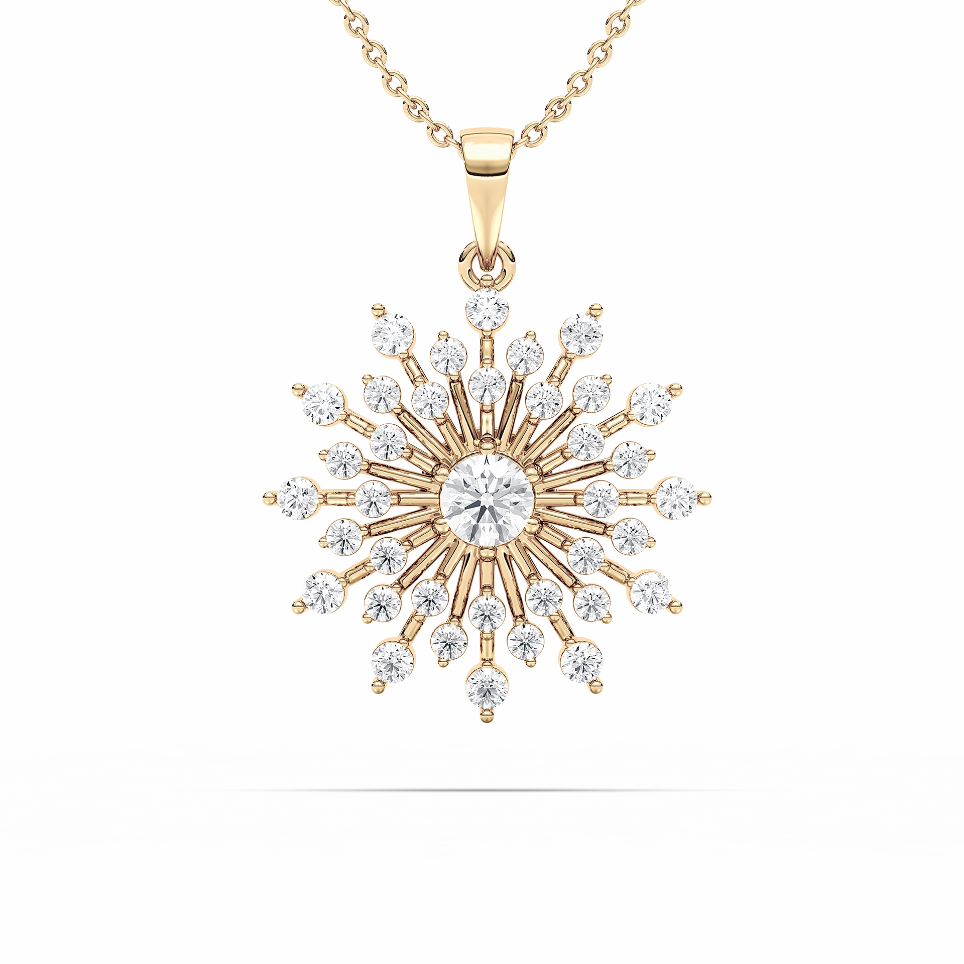 Bold Style Contemporary Present 2 ? ctw Round Lab Grown Diamond Vintage Snowflake Pendant  - 18 Inches