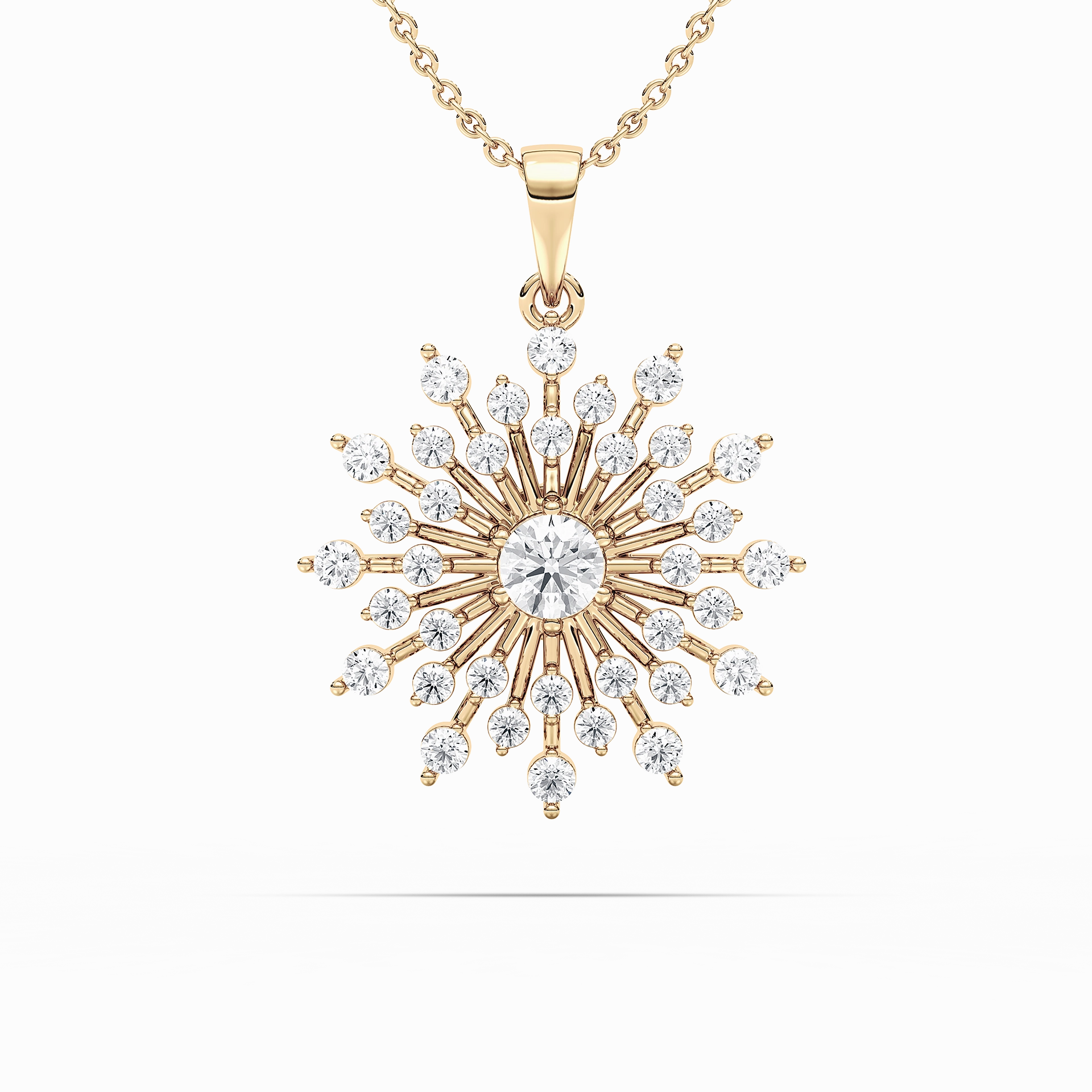 2 ? ctw Round Lab Grown Diamond Vintage Snowflake Pendant  - 18 Inches Exclusive item Wonderful Ornament