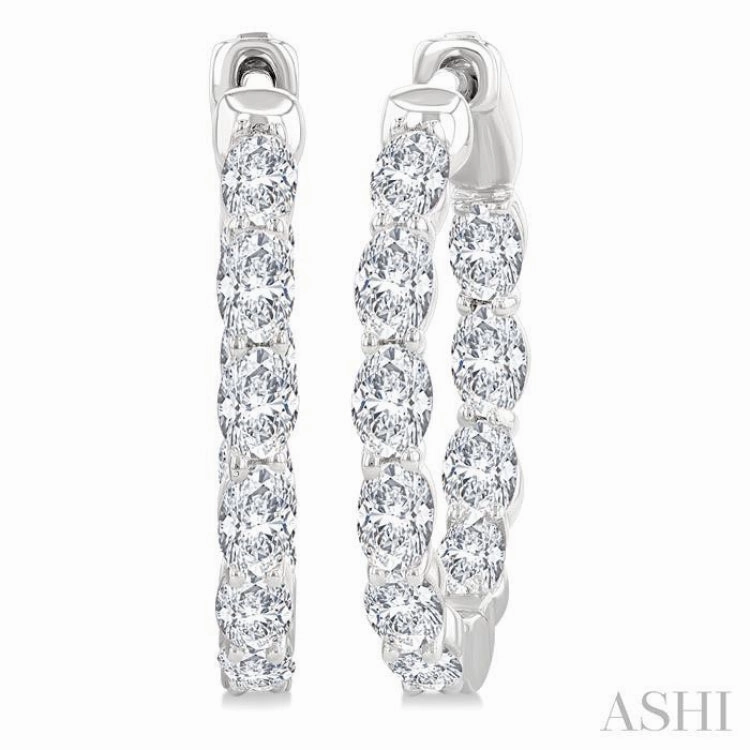 Trendy Accessory 2 Ctw Inside-Out Oval Cut Diamond Hoop Earrings in 14K White Gold