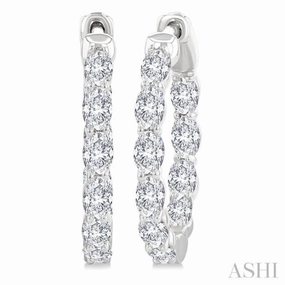 Trendy Accessory 2 Ctw Inside-Out Oval Cut Diamond Hoop Earrings in 14K White Gold