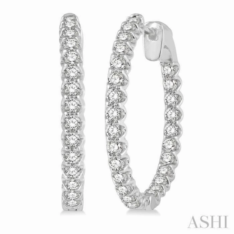 2 Ctw Inside-Out Round Cut Diamond Hoop Earrings in 14K White Gold Allure Finish Highlight Moment