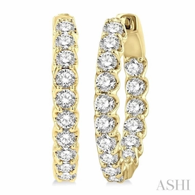 Structured Design Bright Shine 2 ctw Inside-Out Round Cut Diamond Hoop Earrings in 14K Yellow Gold