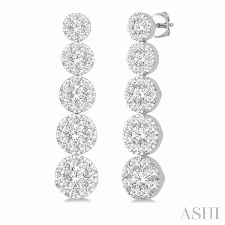 Refined Shape 2 ctw Lovebright Round Cut Diamond Earrings in 14K White Gold