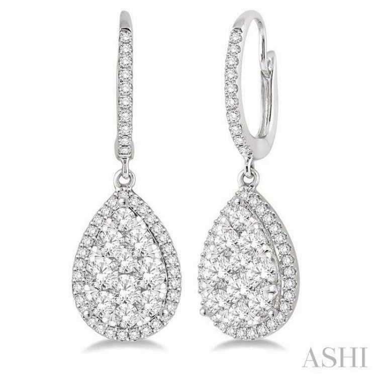2 ctw Pear Shape Diamond Lovebright Earrings in 14K White Gold Luxurious Craft Distinctive Detail
