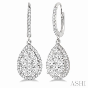 2 ctw Pear Shape Diamond Lovebright Earrings in 14K White Gold Luxurious Craft Distinctive Detail