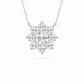 Chic Street 2 ctw Round Lab Grown Diamond Flower Pendant - 18 Inches