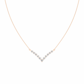 Winter Gift 2 ctw Round Lab Grown Diamond Radiant Chevron Necklace - 18 Inches