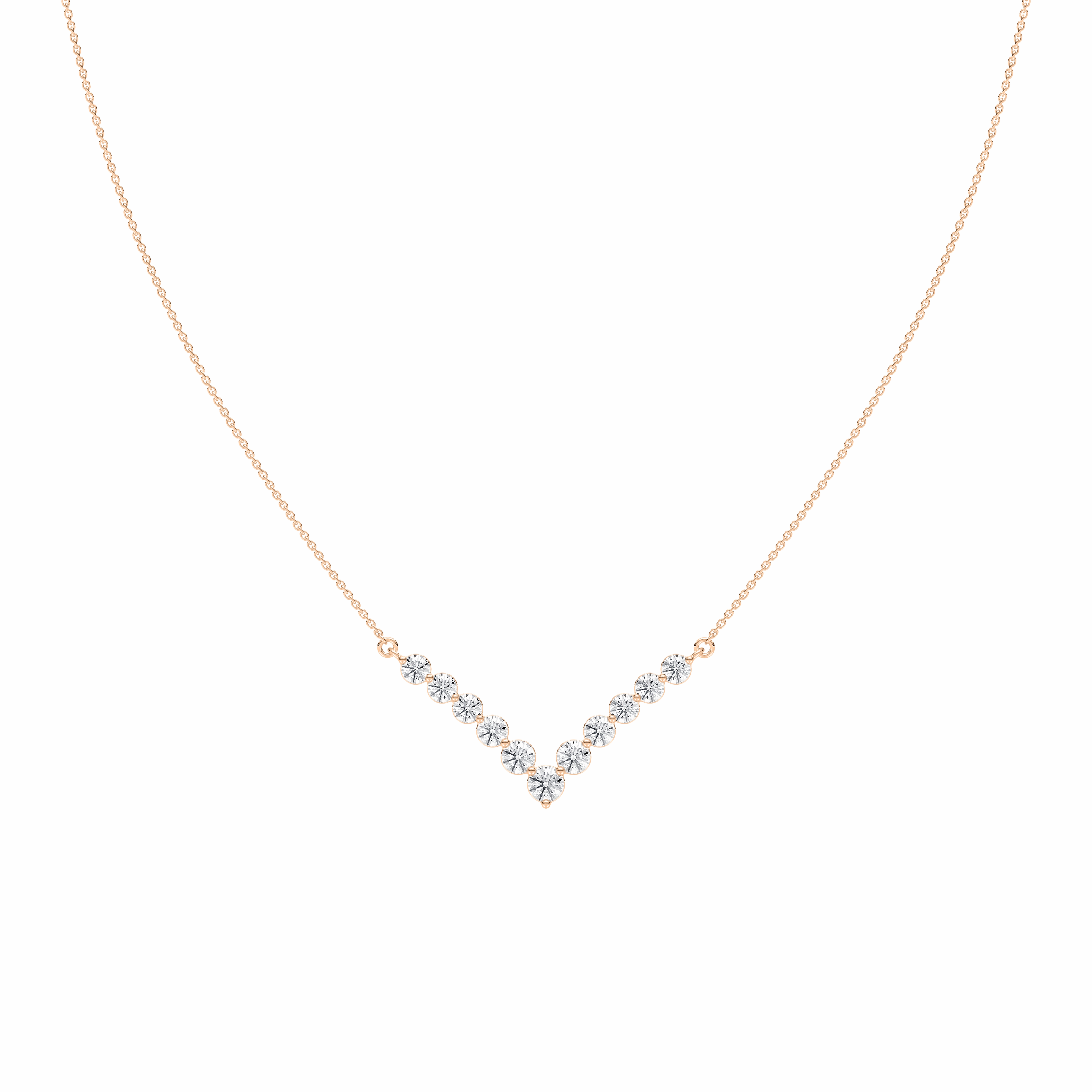 Winter Gift 2 ctw Round Lab Grown Diamond Radiant Chevron Necklace - 18 Inches