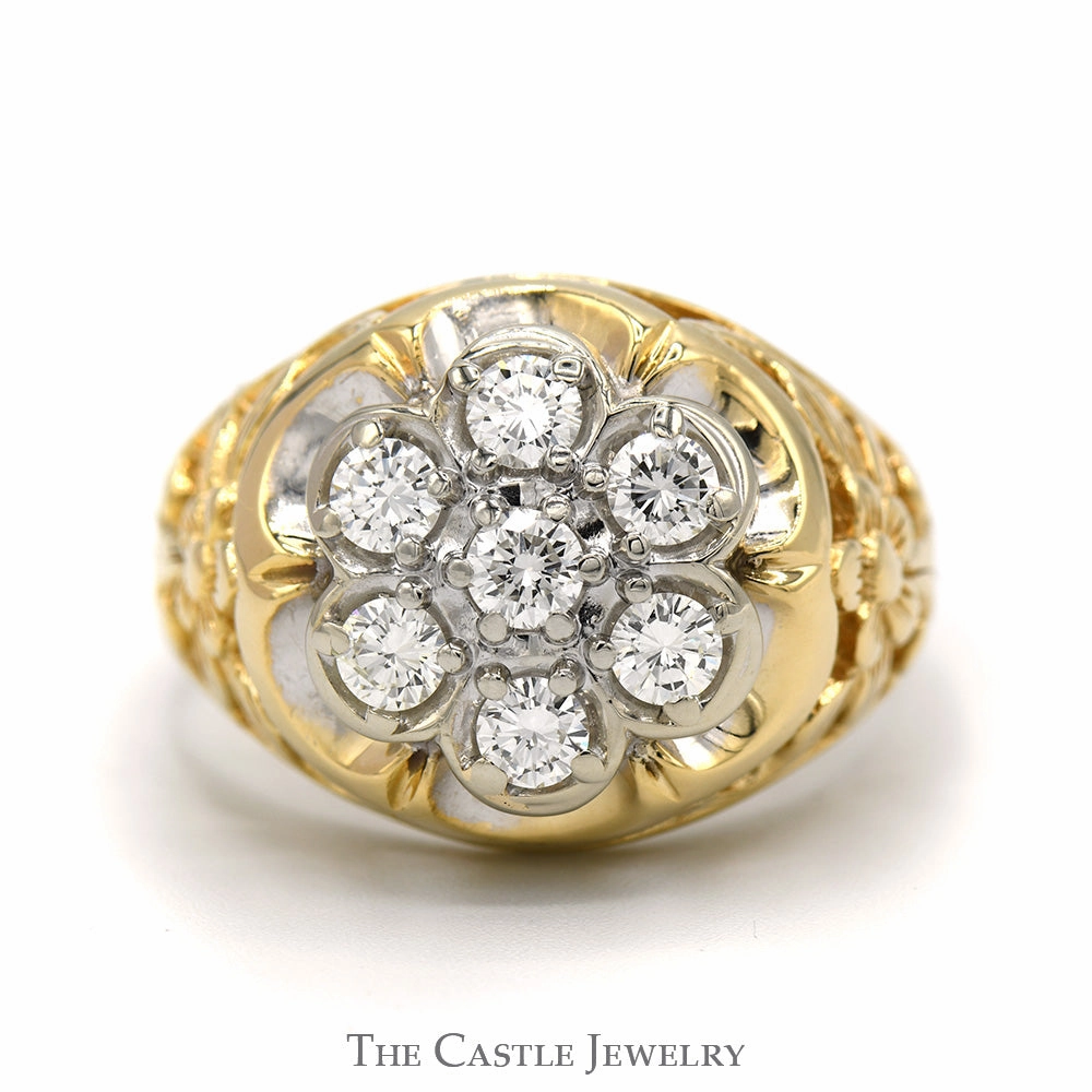 Contemporary Insignia Strong Article 2cttw 7 Round Diamond Cluster Ring with Open Filigree Sides in 14k Yellow Gold