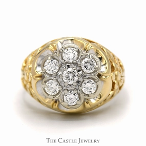 Contemporary Insignia Strong Article 2cttw 7 Round Diamond Cluster Ring with Open Filigree Sides in 14k Yellow Gold