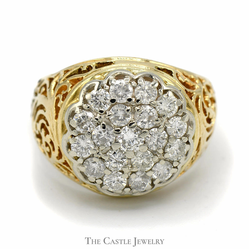 2cttw Diamond Kentucky Cluster Ring in 10k Yellow Gold Unique Trinket generic product