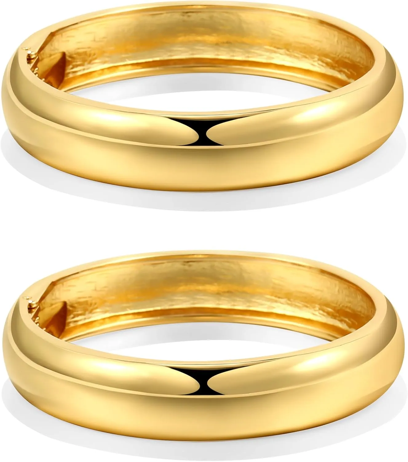 2Pcs Bangle Bracelets for Women Gold Arm Cuff 14k Gold Plated Chunky Gold Bangle Set Hinged Cuff Bracelets Trendy Arm Cuff Jewelry for Women