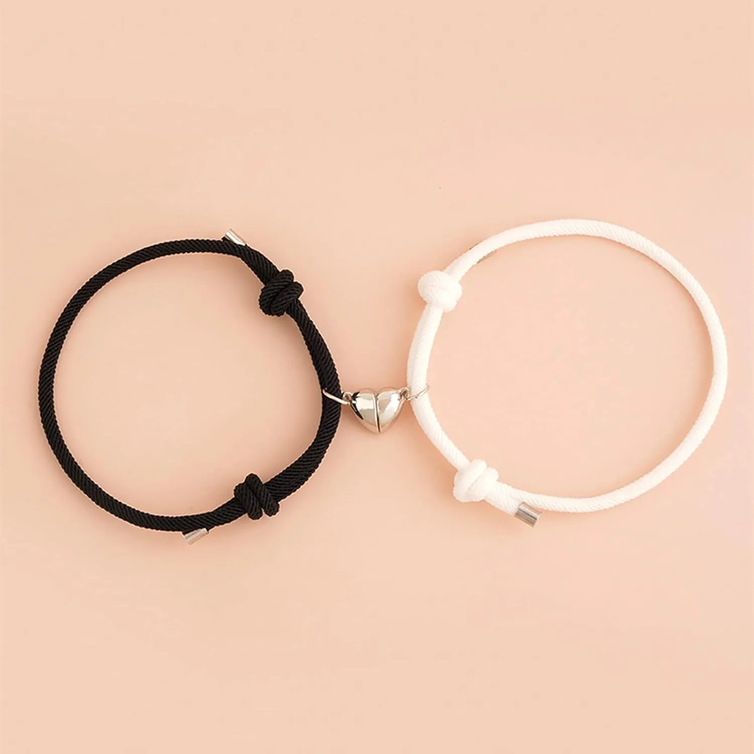 2pcs Magnetic Couple Bracelets Love Heart Relationship Matching Rope Bracelet Mutual Attraction Friendship Chain Bracelet Gift for Boyfriend Girlfriend Women Men