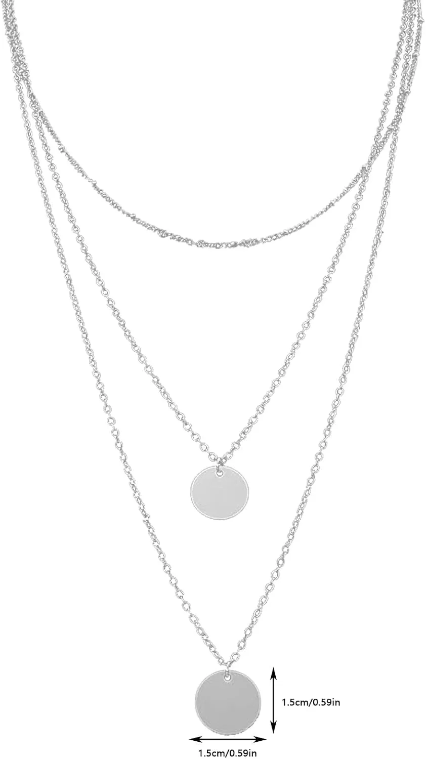 3 Layered Necklaces for Women Dainty Pendant Necklaces Personalized Chain Necklace Gifts Jewelry Lady (Silver, One Size)