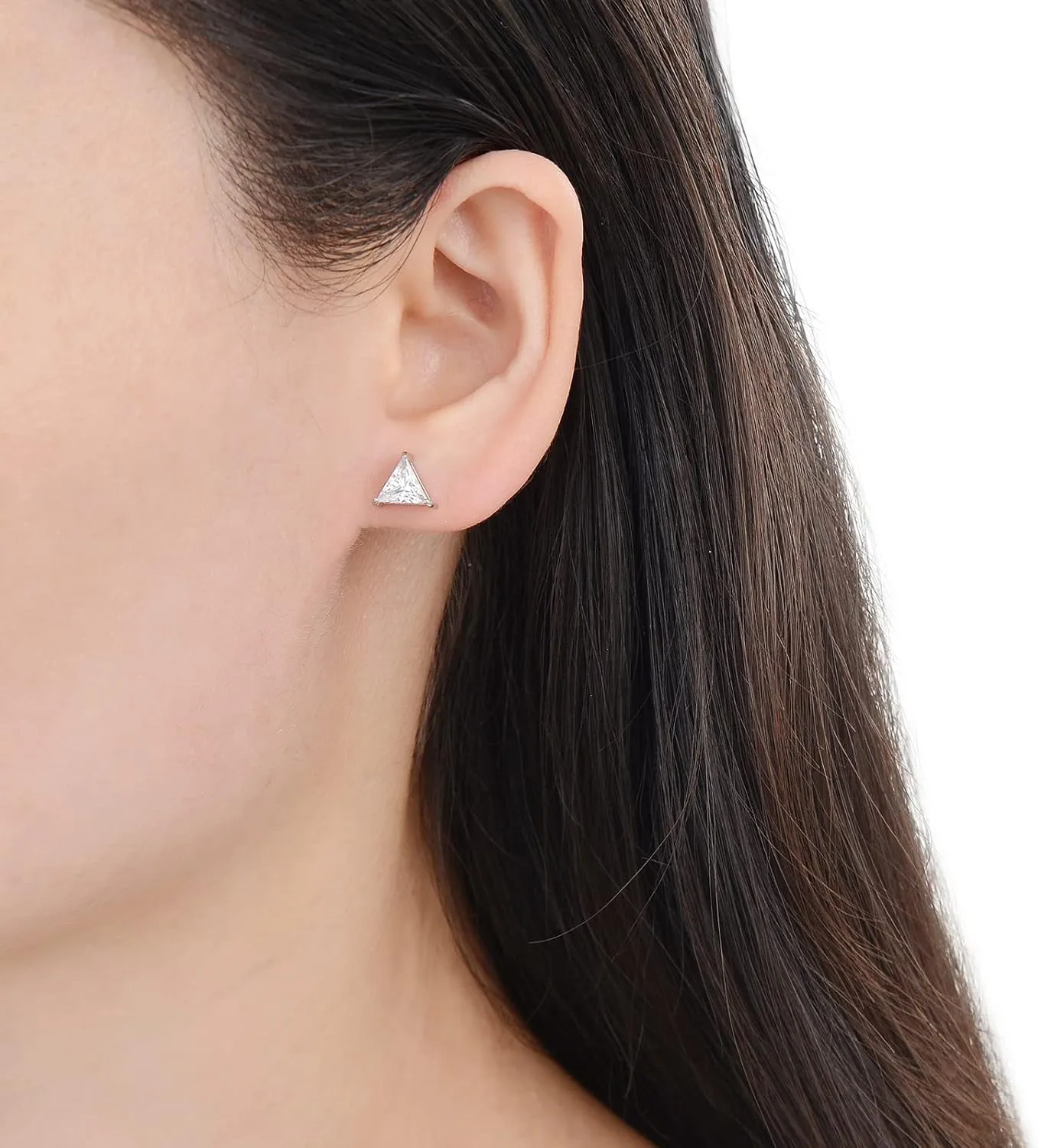 3 Pairs Surgical Stainless Steel Screw Back Stud Earrings, Heart Square Princess Cut Horse Eye Teardrop Triangle Cubic Zirconia Stud Earrings Set