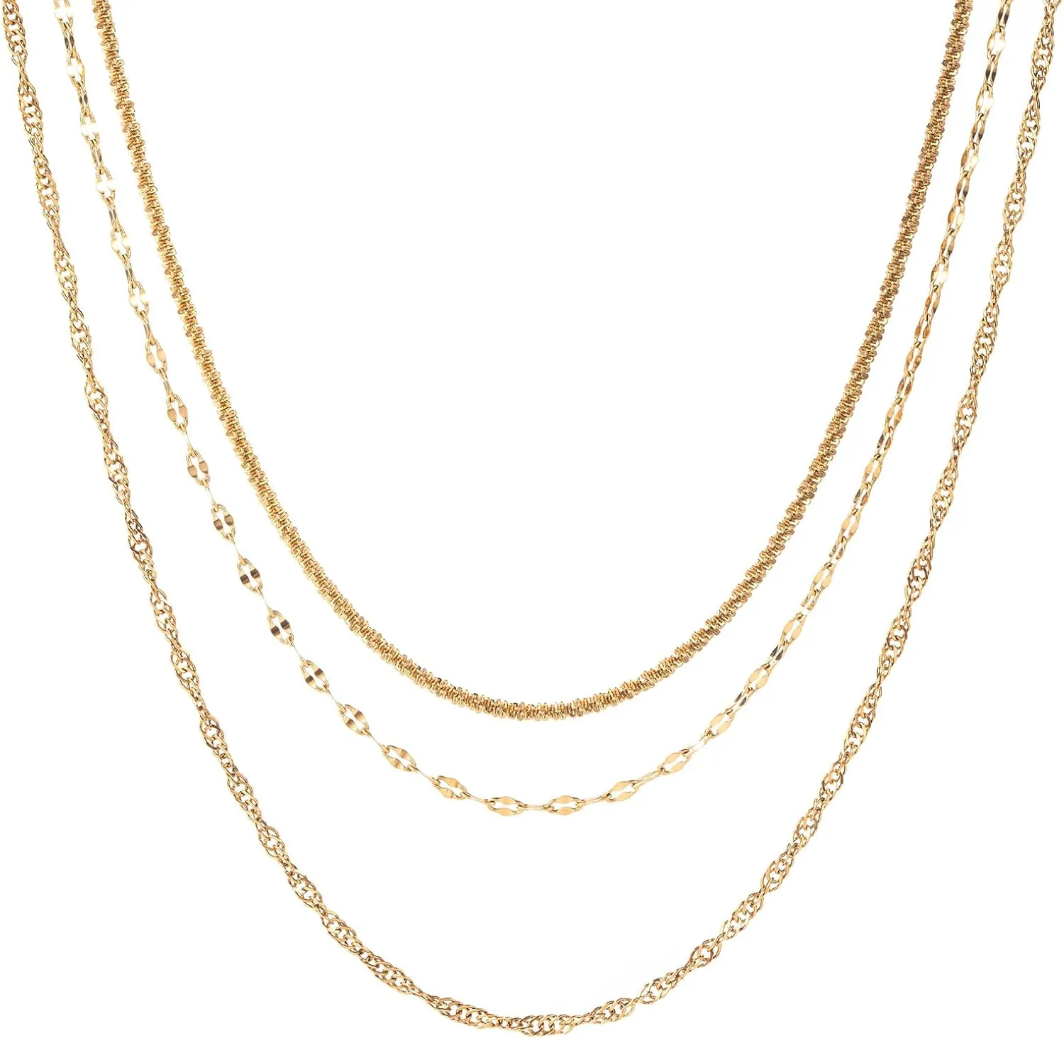 3 PCS Dainty Necklace For Women Set, Trendy Singapore Crisscross Cable Chain Stackable Necklaces Fashion Birthday Gift Jewelry