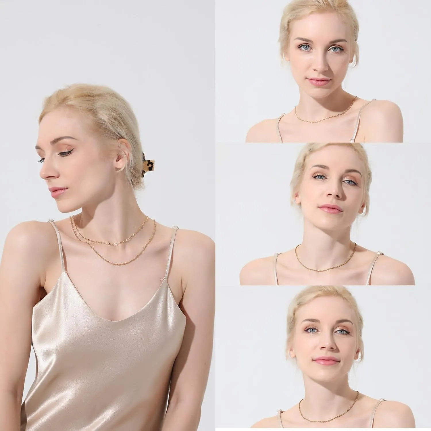 3 PCS Dainty Necklace For Women Set, Trendy Singapore Crisscross Cable Chain Stackable Necklaces Fashion Birthday Gift Jewelry
