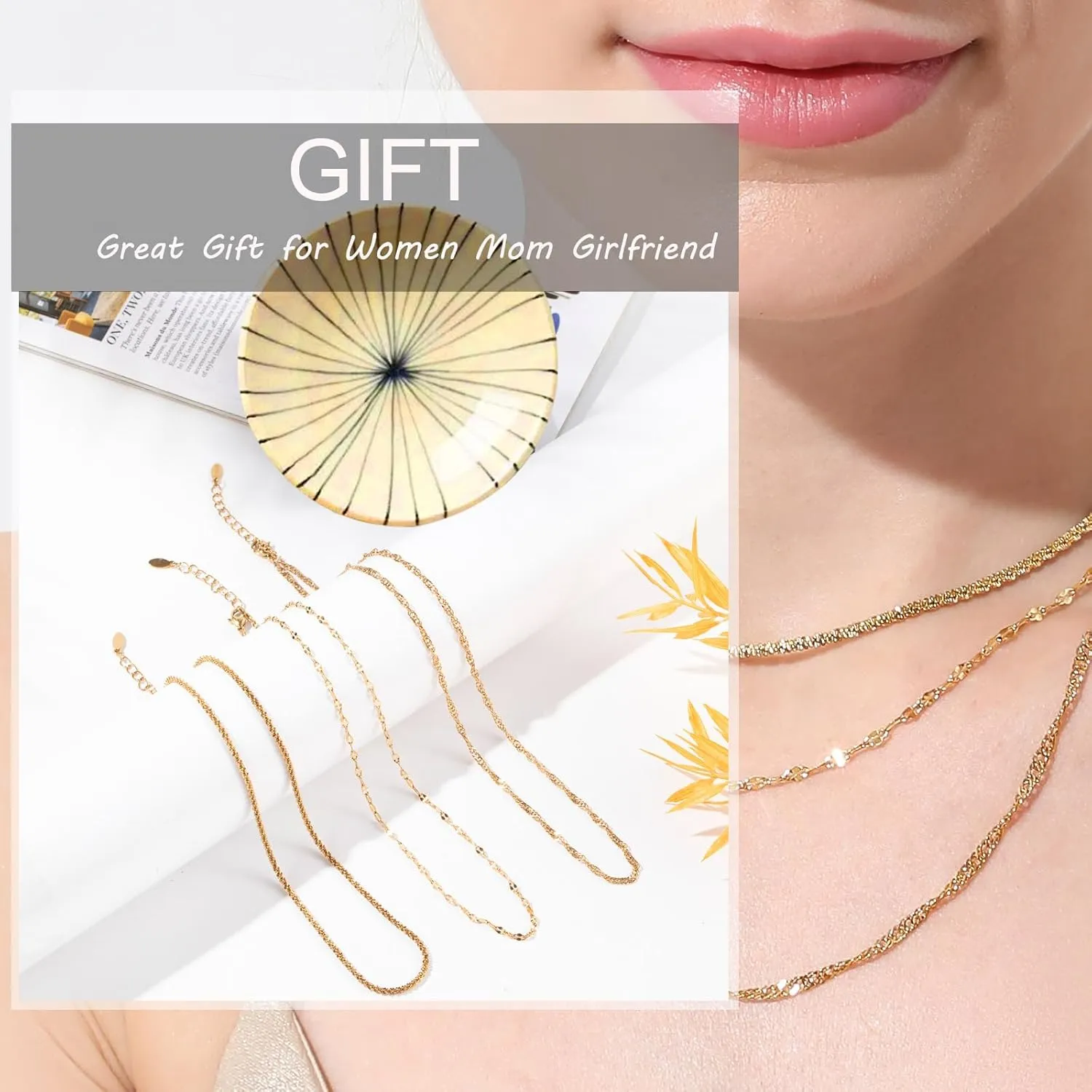 3 PCS Dainty Necklace For Women Set, Trendy Singapore Crisscross Cable Chain Stackable Necklaces Fashion Birthday Gift Jewelry