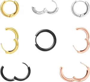 316L Surgical Stainless Steel Hypoallergenic Hoop Earrings Gold Silver Black Rose Gold 20G 8mm 10mm 12mm 14mm Cute Hoop Earrings Tragus Cartilage Helix Lobes Hinged Sleeper Earrings For Men Women